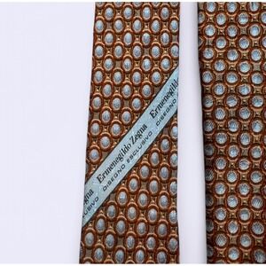 Ermenegildo Zegna Geometric Oval Silk‎ Necktie Designer Tie 0358